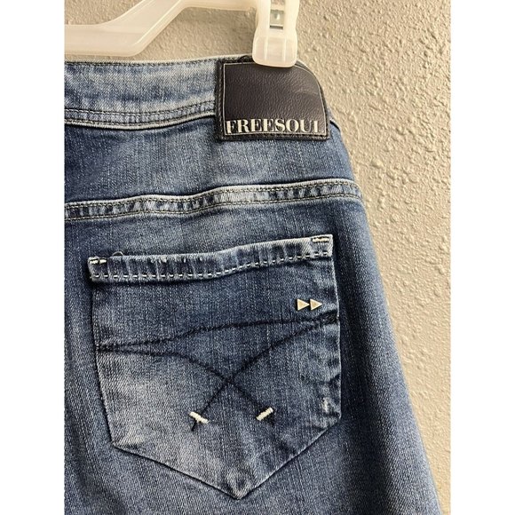 Freesoul Emerald 2520 Ladies Dark Denim Jeans Trousers Straight Low R. W32 L32 - Picture 9 of 13